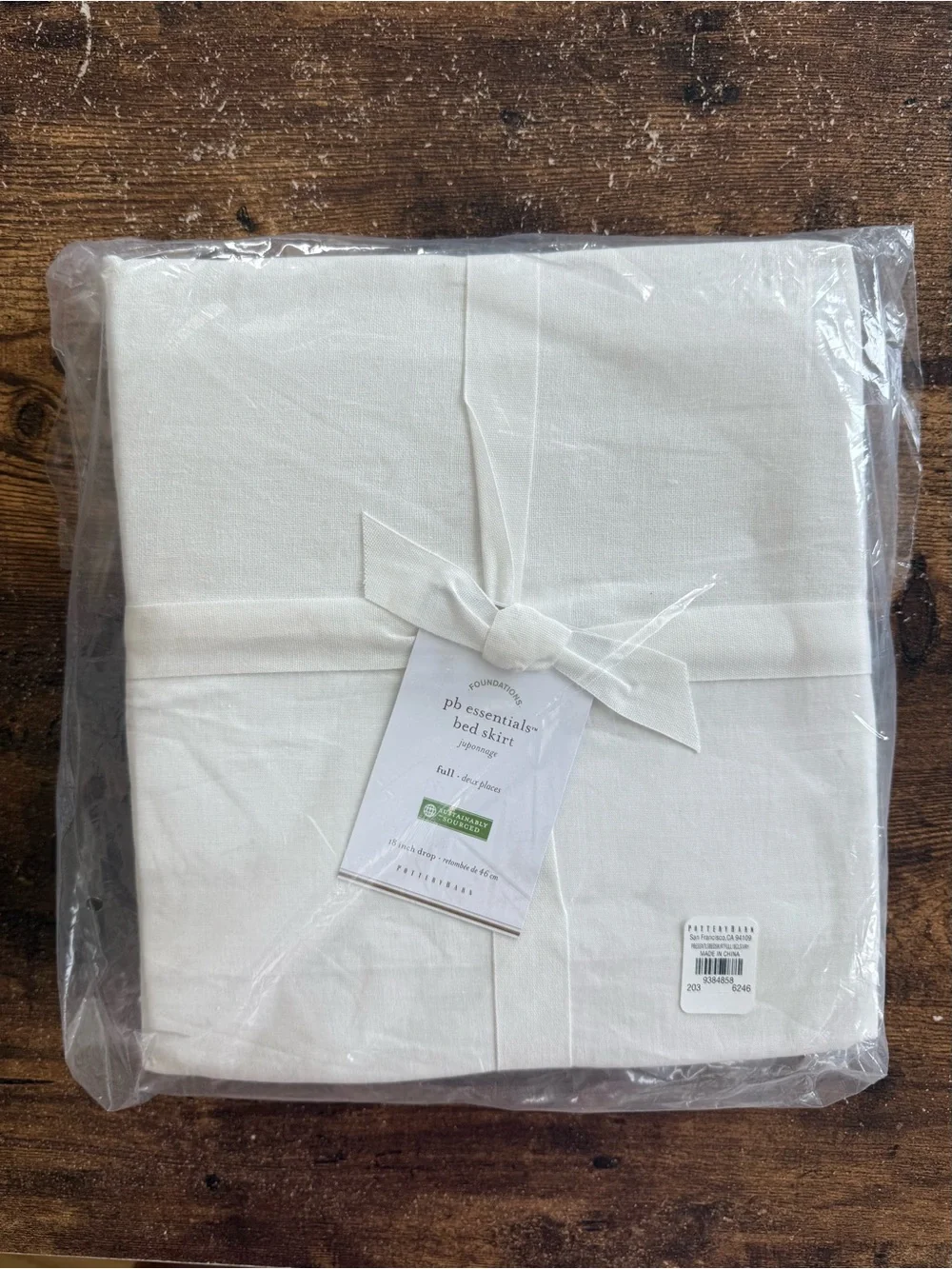 NWT POTTERY BARN Bed Skirt - Full - Classic Ivory Dust Ruffle - 18” Drop